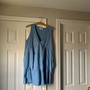 Blue Sleeveless Tiered Dress